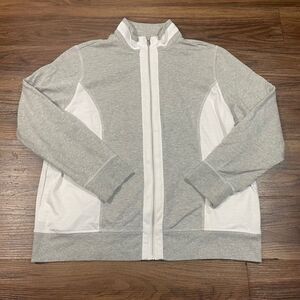Blast Zip Jacket Grey Mock Neck Long Sleeve Sweater Cotton Blend Women's Size LG